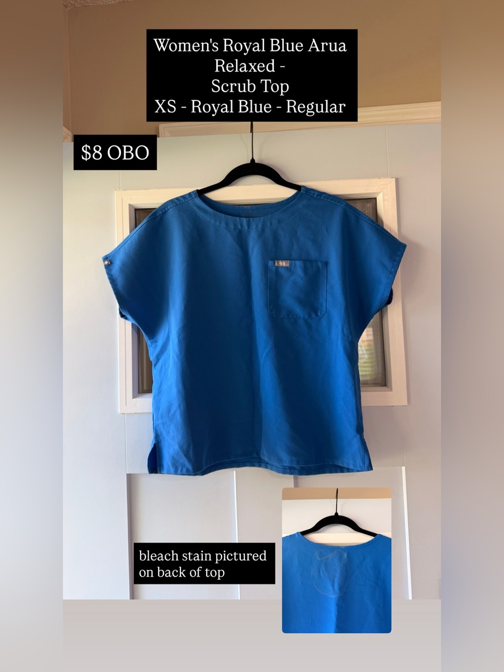 Figs Women's Short Sleeve Scrub Top in Royal Blue